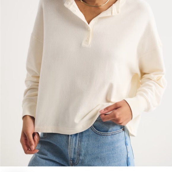 Abercrombie & Fitch Tops - Abercrombie & Fitch white rayon Henley Shirt